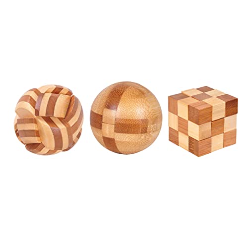 SUPVOX 3 Stück Teiliges Bamboo Luban Lock Puzzle Klassisches Chinesisches Iq für Erwachsene Fördert Geschicklichkeit und Problemlösungsfähigkeiten von Supvox