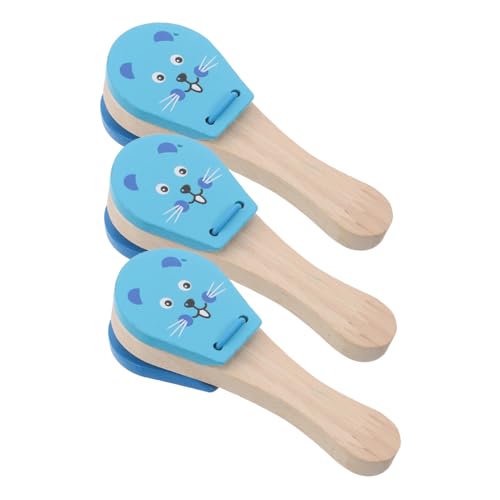 SUPVOX 3 Stück Teiliges Holzspielzeug für Kleinkinder mit Mausmotiv Traditionelle Holzklappern als Orff Percussioninstrumente Handliche Klangspielzeuge Frühkindlichen Musikförderung und von Supvox