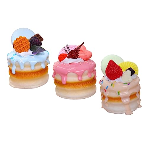 SUPVOX 3 Stück Teiliges Künstliche Doppelstöckige Kuchenmodelle in Mischfarben Realistische Konditorei Deko Fake Dessert Modelle für Laden Party Fotografie und Heimdekoration von Supvox