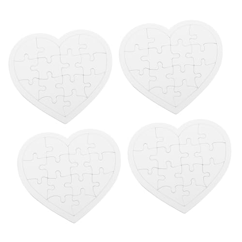 SUPVOX 4 Sätze DIY Herzförmige Blanko Puzzleteile aus Papier zum Bemalen für Malmaterialien Kreatives Basteln Feinmotorik und Gehirnentwicklung von Supvox