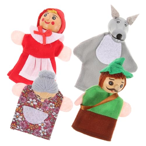 SUPVOX 4 Stück Fingerpuppen aus Holz Tierfiguren für Interaktives für Geschichtenerzählen und Rollenspiele für Partys und Eltern Junge Mädchen Aktivitäten von Supvox