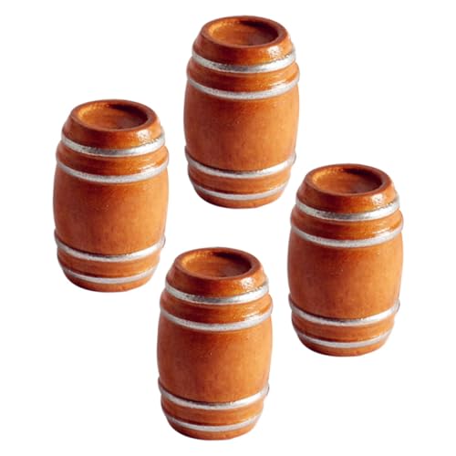 SUPVOX 4 Stück Miniatur Holzfass Dekorative Mini Holz Bier und Weinfässer für Puppenhaus Vielseitige Miniaturen Deko Langlebiges Holzmodell für Detailreiche Miniaturhäuser Ab Jahren von Supvox