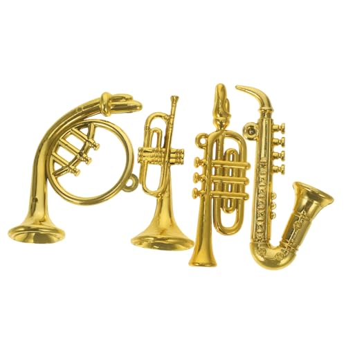 SUPVOX 4 Stück Puppenhaus Zubehör Detailreiche Saxophon Trompete Bogen und Mittelblasinstrumente Dekorative Sammlerstücke für und Schreibtisch von Supvox