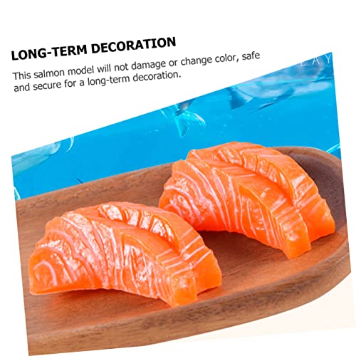 SUPVOX 4 Stück Realistische Teilig Gefälschte Lachsscheiben Deko Lebensnahe Simulation Fotorealistische Sushi Deko Kleine Künstliche Lachsmodelle Geeignet für Küchen Wohn und von Supvox