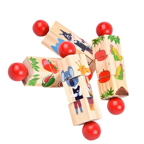 SUPVOX 4 Stück Teiliges Holz Tierspielzeug mit Drehbaren Puzzleteilen Pädagogisches Lernspielzeug Motorik und Kognitiven Fähigkeiten für Kleinkinder und Familienaktivitäten von Supvox