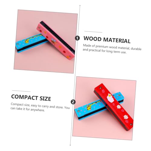SUPVOX 4 Stück Teiliges Holzmundharmonika mit Löchern Diatonisches Musikinstrument für Bunte Cartoon Muster Kompakt und Langlebig als Geschenk für Anfänger und Zufällige Zufällige Farbe von Supvox