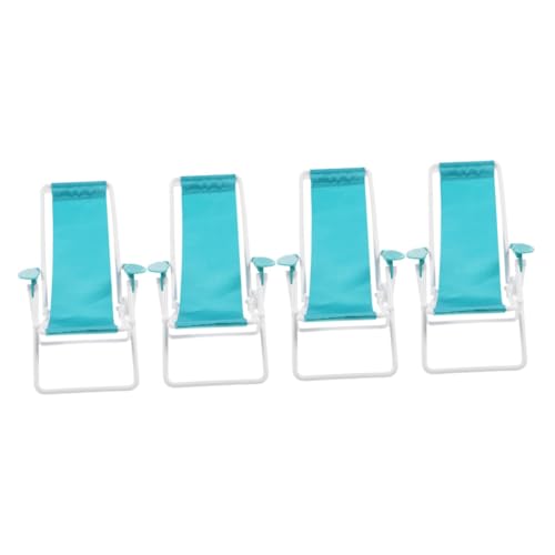 SUPVOX 4 Stück Tragbarer Strandstuhl Klappstuhl Strandstühle Klappstuhl Mini Möbel Modell Strand Miniatur Puppenhaus Dekoration Strandstuhl Ornament Mini Stühle Kunststoff Grün von Supvox
