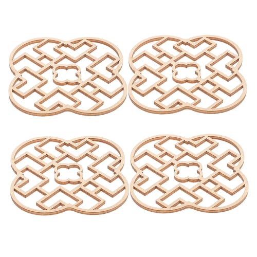 SUPVOX 4 Stück Unlackierte Miniatur Holzfenster Teiliges Chinesische Architekturmodell DIY Puppenhaus Zubehör für Bastler und Miniaturbau Enthusiasten von Supvox