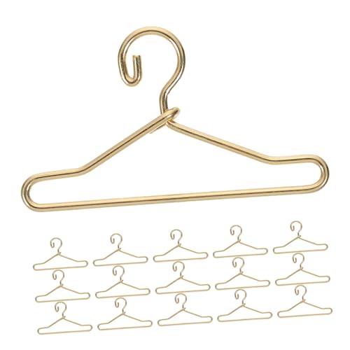 SUPVOX 40 Stück Mini Metall Puppenkleiderbügel Goldfarben Miniatur Kleiderbügel für Puppenschrank Puppenkleidung Zubehör für Puppenhaus Dekoration von Supvox