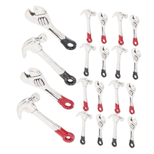 SUPVOX 5 Sätze Miniatur Dollhouse Reparaturwerkzeuge aus Metall Mini Schraubenschlüssel und Hammer Langlebiges Mini Wartungsset für Puppenhaus DIY Basteln und Dekoration von Supvox