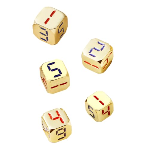 SUPVOX 5 Stück Metall Würfel mit Großen Goldfarbenen Zahlen Abgerundete Ecken Robuste Spielwürfel für Brettspiele Party und Unterricht Leicht und Langlebig von Supvox