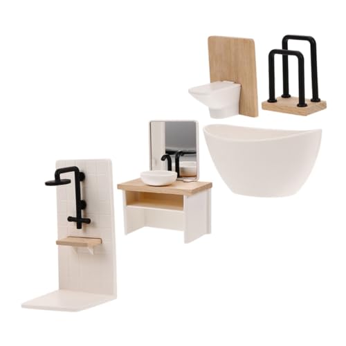 SUPVOX 5 Stück Puppenhaus Möbel Badewanne Toilette Waschbecken Handtuchhalter Stabiles Mini Badezimmer Zubehör für Kreatives Kinderspiel von Supvox