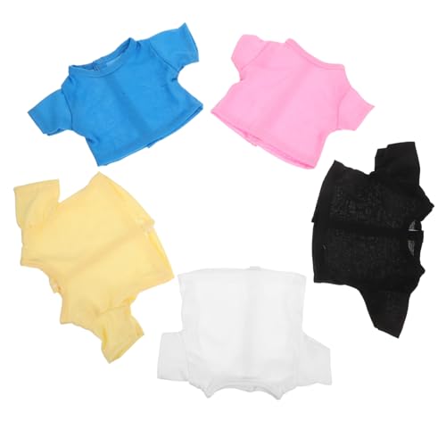 SUPVOX 5 Stück Teiliges T-Shirts für Stofftiere Einfarbige Kurzärmelige Bear Clothes Bequeme Puppenkleidung für Kleine Bären Passende Accessoires für Plüschtiere von Supvox