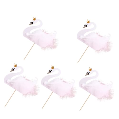 SUPVOX 5 Stück Teiliges Weiße Tortendeko mit Federn Leichte und Kreative Cupcake Picks für Geburtstag Hochzeit Party als Kuchen Topper und Dessert Dekoration von Supvox