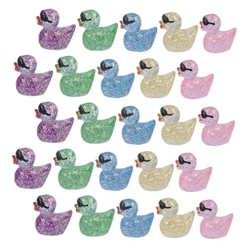 SUPVOX 50 Stück Miniatur Leuchtende Resin Enten Figuren in Bunten Farben Kleine Mini Enten für Puppenhaus Aquarium Micro Landschaftsgarten und DIY Dekoration Langlebig und Detailreich von Supvox