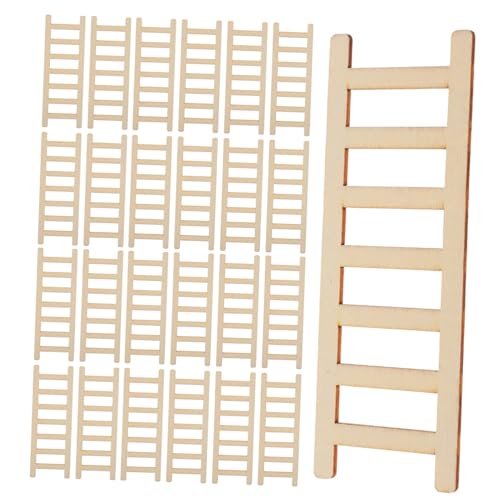 SUPVOX 50 Stück Teiliges Mini Holzleiter Stabile Kleine Puppenhausleiter Realistische Miniatur-trittleiter aus Holz Vielseitige DIY Treppe für Puppenhaus Feengarten-Dekoration von Supvox