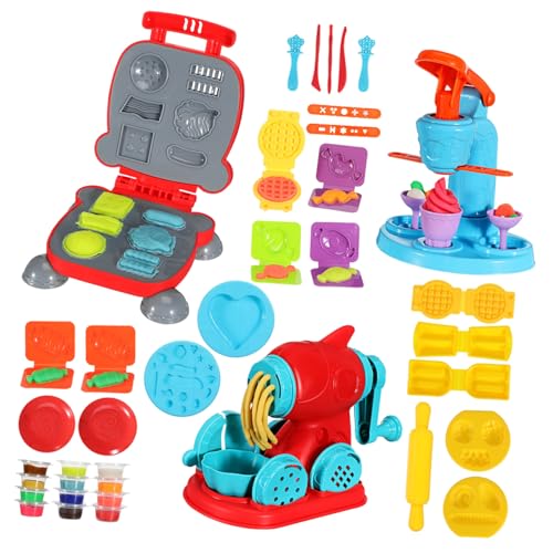 SUPVOX 51 Teiliges Knetset für Bunte Knetwerkzeuge mit Eiscreme Nudel und Hamburger Maschine Kreatives DIY Spielküche Zubehör für Jungen und Mädchen Fördert Feinmotorik und Fantasie von Supvox