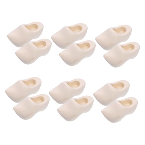 SUPVOX 6 Paare Miniatur Holzschuhe Unlackiert Niederländische Holzclogs Puppenhaus Dekoration DIY Basteln Zubehör von Supvox