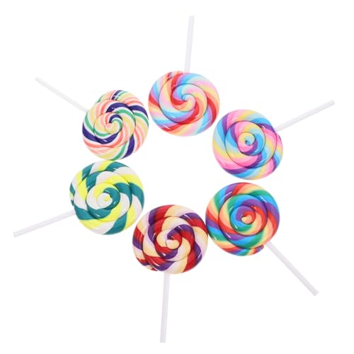 SUPVOX 6 Stück Teiliges Bunte Lollipop Deko Anhänger aus Weichem Realistische Süßigkeiten Nachbildung für DIY Schmuck und Partydeko Sicher und Vielseitig für Kreative Bastelideen von Supvox