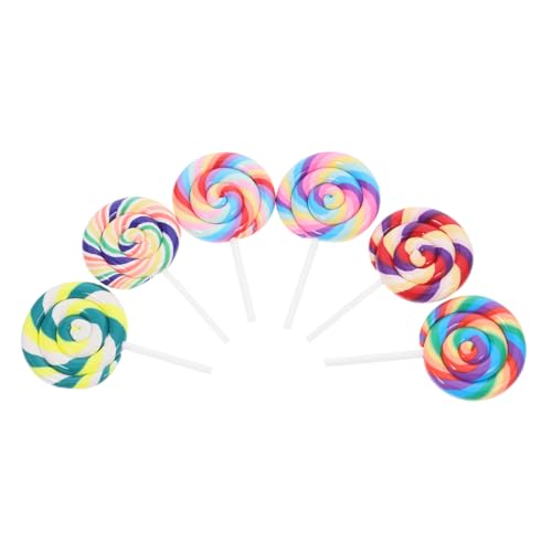 SUPVOX 6 Stück Teiliges Bunte Realistische Fake Lollipop Charms aus Weichem DIY Bastelzubehör für Kreative Kindersichere Simulation Süßigkeiten Dekoration Geburtstagspartys von Supvox