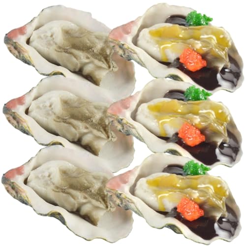 SUPVOX 6 Stück Teiliges Künstliches Austernmodell aus Hochwertigem PVC Realistische Miniatur Meeresfrüchte Deko für Tisch Fotoshooting und Food Display Leicht und Detailgetreu Gestaltet von Supvox