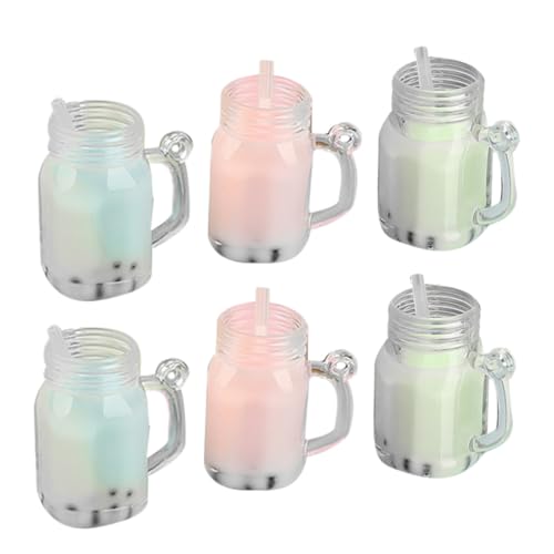 SUPVOX 6 Stück Teiliges Mini Getränkeset für Puppenhaus Realistische Resin Modelle Bunte Miniatur Milchtee Becher Langlebige Dekoration für Puppenhaus Zubehör Lebendige Farbgestaltung von Supvox