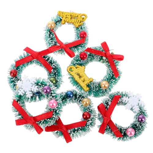 SUPVOX 6 Stück Teiliges Mini Weihnachtskranz für Puppenhaus Dekorativer Künstlicher Kranz Lebhaften Farben Wiederverwendbar und Detailreich für Weihnachtsdeko Fenster und Festliche von Supvox