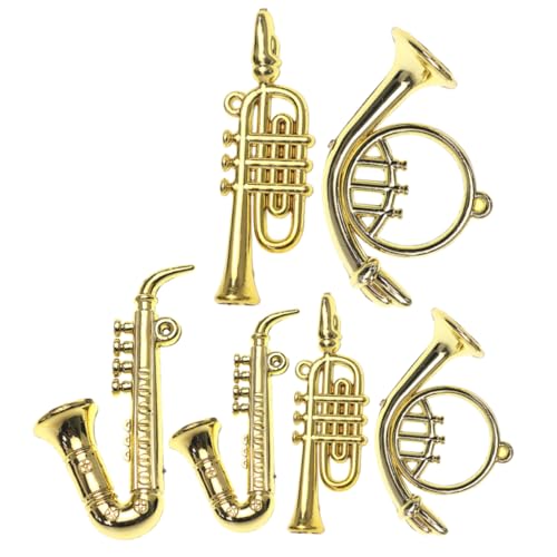 SUPVOX 6 Stück Teiliges Miniatur Musikinstrumenten Saxophon Trompete Puppenhaus Dekoration Miniaturspielzeug Kunststoffmodell für Puppenhäuser und Partygeschenke von Supvox