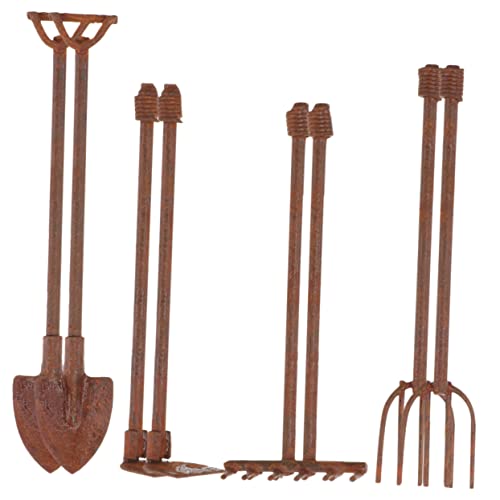 SUPVOX 8 Stück Retro -Mini -Werkzeuge drinnen Gartenwerkzeuge Gartenarbeit Puppenhaus Gartengeräte aus Metall Mini-Gartengerät Garten -Mini -Werkzeuge Mini- -Tool-Kit Eisen Braun von Supvox