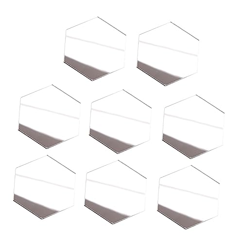 SUPVOX 8 Stück Teiliges Hexagon Spiegel Abnehmbare Mini Spiegel für Puppenhaus DIY Wanddeko Silberfarbene Formbare Mini Haus Accessoires für Kreative Wohnszenen von Supvox