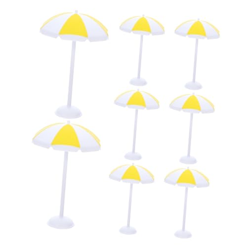 SUPVOX 8 Stück Teiliges Miniatur Schirm Gelb Langlebig aus Kunststoff Dekorativ für Puppenhaus Strand Szenerie DIY Bastelprojekte Aquarium Bonsai Vielseitig und Tragbar von Supvox