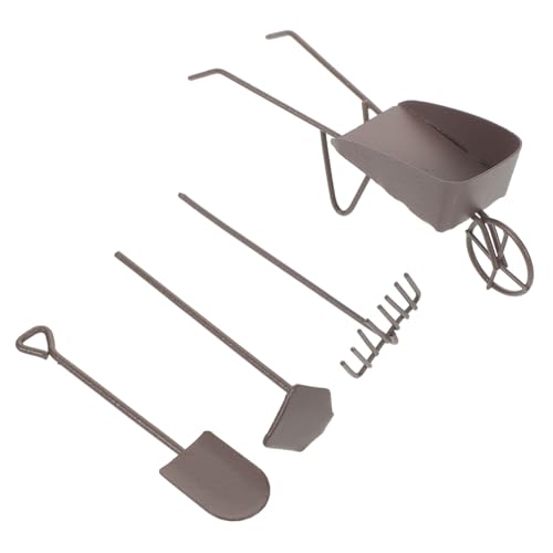SUPVOX 8 Teiliges Garten Mini Schaufel Dekor Puppenhaus Zubehör Miniatur Gartengeräte Puppenhaus Gartenzubehör Blumentopfwagen Miniatur Gartenzubehör Mini Gartengeräte Dunkelbraun von Supvox