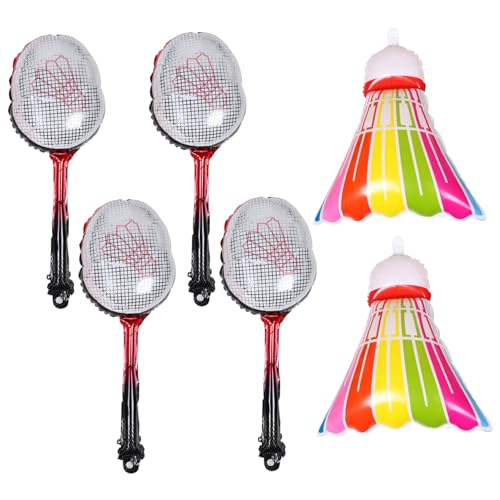 SUPVOX Aufblasbares Badmintonballons Set Leichtes Robustes Aluminiumfolie Dekor Bunte Shuttlecocks Rote Schläger Partydekoration für Badminton mottopartys und Feierlichkeiten von Supvox
