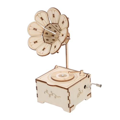 SUPVOX DIY Holz Musikbox Bausatz mit Handbetriebenem Retro Design Kinderfreundliches Holzspielzeug zum Selbstmontieren Dekoratives Musikornament mit Sicherer Glatter Oberfläche von Supvox