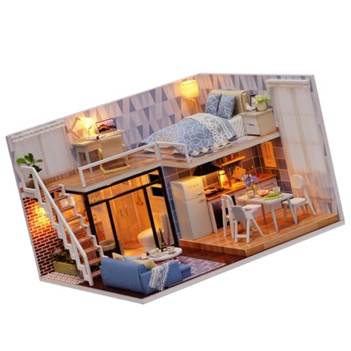SUPVOX DIY Miniaturhaus Bausatz aus Holz Kleines Kreatives Modellhaus zum Selberbauen für Erwachsene Pädagogisches für Fantasie und Familienspaß Hellblaues Mini Haus Modell SUPVOX DIY Miniaturhaus Bausatz aus Holz Kleines Kreatives Modellhaus zum Selberbauen für Erwachsene Pädagogisches für Fantasie und Familienspaß Hellblaues Mini Haus Modell von Supvox