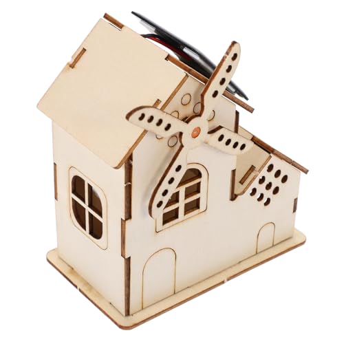 SUPVOX DIY Solar Windmühle Bausatz aus Holz Sicheres Stem Experimentierset für Einfache Montage Pädagogisches für Junge Mädchen und Jungen Holz Windmühle Garten Modell von Supvox