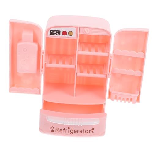 SUPVOX Dollhouse Miniatur Kühlschrank aus Robustem Abs Material Realistische Doppeltür Glatte Oberfläche Dekoratives Miniatur Modell für Puppenhaus Ausstattung und Mikro Landschaften Rosa von Supvox