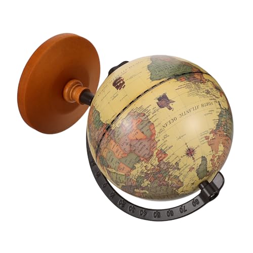 SUPVOX Elegante Vintage Schreibtisch Dekokugel mit Holzsockel aus Metall und Holz Antike Weltkarte Dekorative Tischweltkugel für Büro Wohnzimmer Lernhilfe Geografie von Supvox