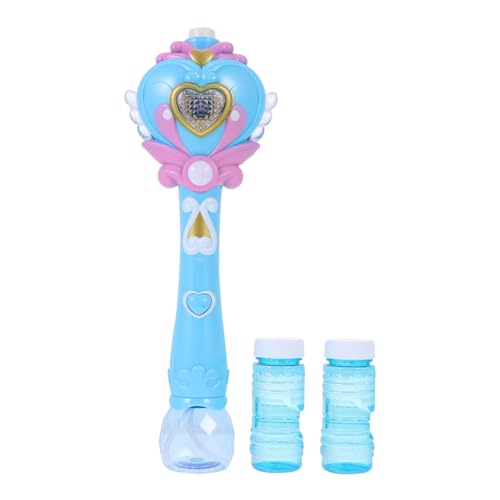 SUPVOX Elektrische Bubble Machine mit Musik Handlicher Seifenblasenmacher für Leuchtendes Neigbar Auslaufsicher Batteriebetrieben Blauer Zauberstab Design für Kreative Motorikentwicklung von Supvox