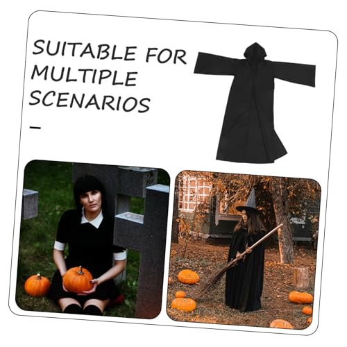 SUPVOX Halloween Umhang mit Kapuze Schwarzer Cosplay Cape Langlebig und Flexibel Unisex Kostüm für Party Karneval und Halloween Verkleidung S von Supvox