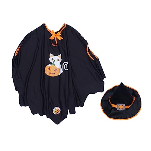 SUPVOX Halloween Zauberer Kostüm mit Umhang und Hut Bequemes Wiederverwendbares Cosplay für Gruseliges Rollenspiel für Jungen und Mädchen für Halloween Party und Bühnenauftritte von Supvox