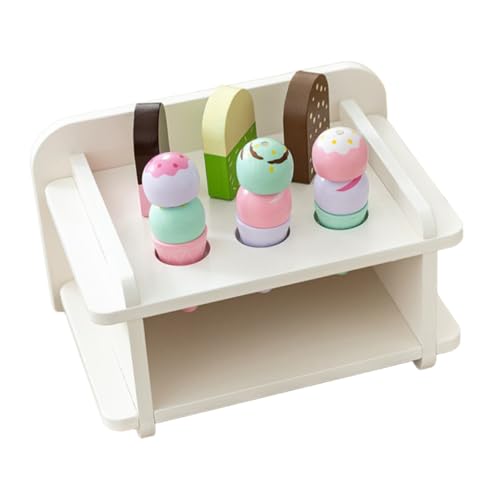 SUPVOX Holz Eiscreme Modell mit Ständer Stabiles Künstliches Naturfarbenes Holz Langlebig und Vielseitig Einsetzbar für Kinderküche Dekoration und Fotoshooting von Supvox