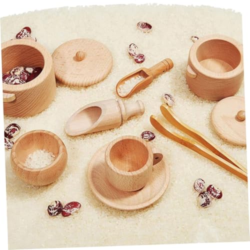 SUPVOX Holz Küchenspielzeug Set Teilig Kinderküche Werkzeuge aus Natürlichem Holz Pädagogisches Rollenspiel Zubehör für Ab Jahre zur Motorischer Fähigkeiten von Supvox