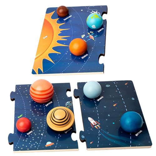 SUPVOX Holz Planet Puzzle für Montessori Sonnensystem Lernspielzeug Interaktives Holzspiel Motorische und Kognitive Entwicklung Pädagogisches Weltraum Modellspielzeug von Supvox