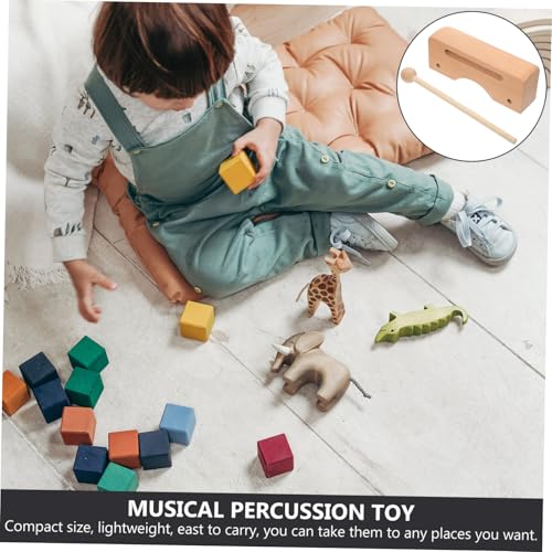 SUPVOX Holz Rhythmusblock Doppeltöne Percussion Musikinstrument Holzfarbe Sicher und Spaßig für Musikalische Früherziehung für Mädchen und Jungen von Supvox
