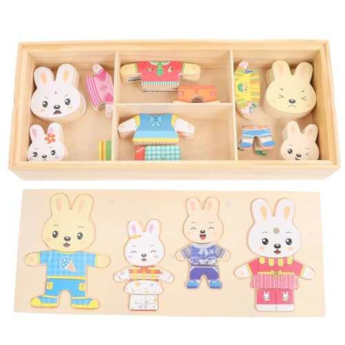 SUPVOX Holzpuzzle Lernspielzeug Holz Tierpuzzle mit Wechselbarer Kleidung Pädagogisch Fördert Kreativität und Hand Auge Koordination Buntes Design für Kleinkinder und Junge Mädchen von Supvox