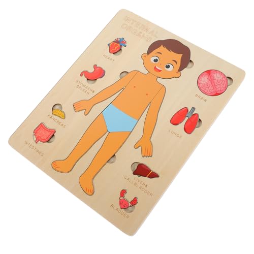 SUPVOX Holzpuzzle Menschlicher Körper Modell Pädagogisches Organe Steckspiel für Jungen und Mädchen Frühförderung Kindergarten Lernspielzeug zur Erkennung von Supvox