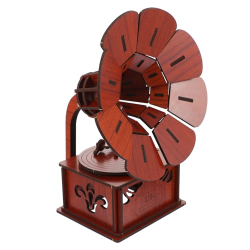 SUPVOX Holzpuzzle Retro Grammophon Modell Bausatz Puzzle Kreatives DIY Lernspielzeug Home Dekoration Vintage Design von Supvox