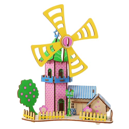 SUPVOX Holzpuzzle Windmühlenhaus DIY Bausatz aus Robustem Holz Einfach Zusammenzubauen Kreatives Modellbau für Erwachsene und Dekoratives Geschenk für Weihnachten und Geburtstag von Supvox