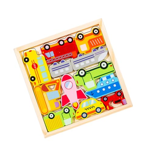 SUPVOX Holzpuzzle für Kleinkinder Lernspielzeug Verkehrsfahrzeuge aus Sicherem Material Verschleißfest Fördert Motorik und Eltern Junge Mädchen Beziehung Pädagogisches für Jungen und von Supvox